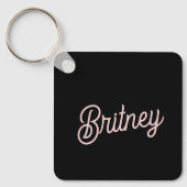 モダン赤面ほこりっぽいピンクのモノグラムと名前 キーホルダー (正面)