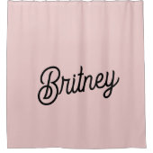 モダン赤面ほこりっぽいピンクのモノグラムと名前 シャワーカーテン (正面)