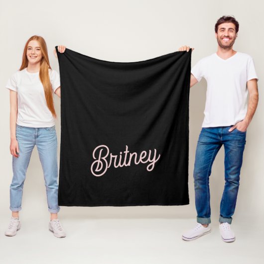 モダン赤面ほこりっぽいピンクのモノグラムと名前 フリースブランケット (インサイチュ)