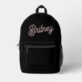 モダン赤面ほこりっぽいピンクのモノグラムと名前 プリントバックパック (正面)