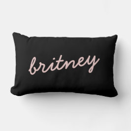 モダン赤面ほこりっぽいピンクのモノグラムと名前 ランバークッション