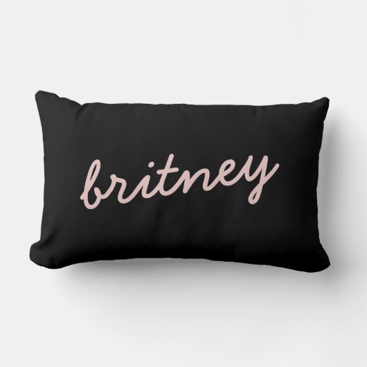 モダン赤面ほこりっぽいピンクのモノグラムと名前 ランバークッション (正面)