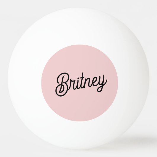モダン赤面ほこりっぽいピンクのモノグラムと名前 卓球ボール (正面)