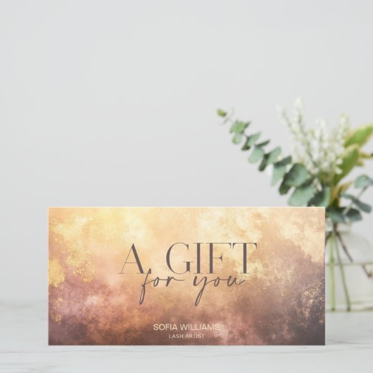 モダン赤面ほこりっぽい証明書ギフトカード (スタンド正面)