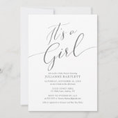 モダン赤面エレガントピンクその女の子の赤ちゃんシャワー 招待状 (正面)