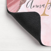 モダン赤面エレガントピンクアゲートゲーデモノグラムモウ マウスパッド (コーナー)