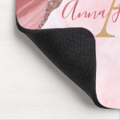 モダン赤面エレガントピンクアゲートゲーデモノグラム マウスパッド (コーナー)