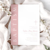 モダン赤面エレガントピンククロスガールバプテスマ 招待状