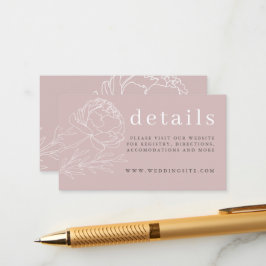 モダン赤面エレガントピンクフローラ結婚詳細 エンクロージャーカード