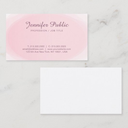 モダン赤面エレガントピンクホワイトシックプロフェッショナル 名刺 (正面/裏面)