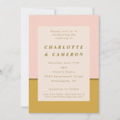 モダン赤面オークレカラーブロックオールインワン結婚ズ 招待状 (正面)