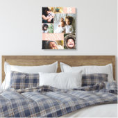 モダン赤面カラーブロックファミリー6フォトコラージュ キャンバスプリント (インサイチュ (寝室))