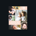 モダン赤面カラーブロックファミリー6フォトコラージュ キャンバスプリント<br><div class="desc">赤面モダンピンクカラーブロックファミリー6フォトコラージュ – 家族の姓パーソナライズされた名、年、イニシャル文字と、すべてグリッドレイアウトで配エレガント置される。このモダンとお洒落デザインは、自分の写真の6を美しく表示する。任意の部屋の装飾に一致するいくつかの色の方法で利用可能。祖父母素晴らし、両親、家族、友人、愛する人々に休日の記念品を贈る。写真カスタマイズと文字で簡単に。</div>
