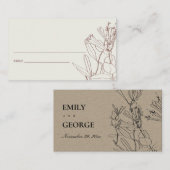 モダン赤面クリームラインスケッチフローラ座席表 名刺 (正面/裏面)