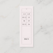 モダン赤面サイズぶら下がった表の価格ラベル スキニー名刺 (裏面)