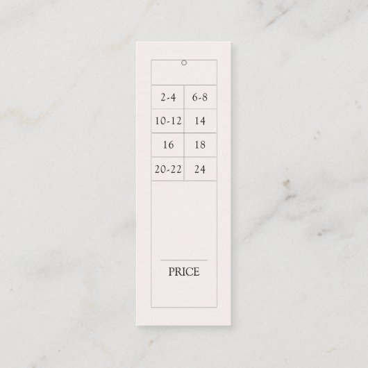 モダン赤面サイズぶら下がった表の価格ラベル スキニー名刺 (裏面)