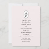 モダン赤面シンプルアーチ型モノグラム 招待状 (正面)