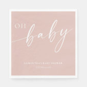 モダン赤面シンプルピンクああ赤ちゃん女の子の赤ちゃんシャワー スタンダードランチョンナプキン (正面)