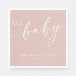 モダン赤面シンプルピンクああ赤ちゃん女の子の赤ちゃんシャワー スタンダードランチョンナプキン