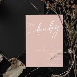 モダン赤面シンプルピンクああ赤ちゃん女の子の赤ちゃんシャワー 招待状