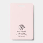 モダン赤面シンプルピンクミニマリスト従業員写真 バッジ (裏面)