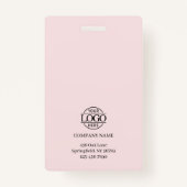 モダン赤面シンプルピンクミニマリスト従業員写真 バッジ (裏面)