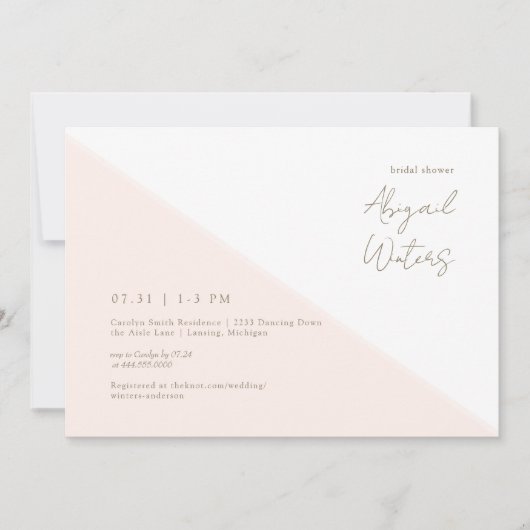 モダン赤面シンプルブライダルシャワー 招待状 (正面)