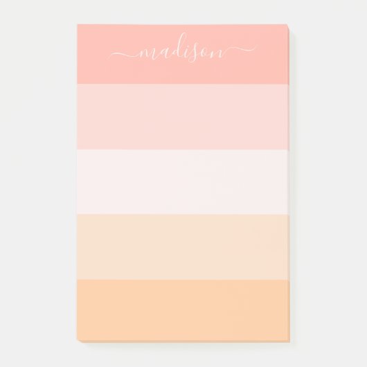 モダン赤面ストライプのピンク名Post-Itノート ポストイット (正面)