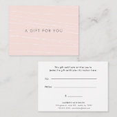 モダン赤面ストライプピンクギフト証明書 名刺 (正面/裏面)