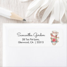 モダン赤面ティーパーティーブライダルシャワーアドレス