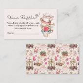 モダン赤面ティーパーティーブライダルワインラッフル エンクロージャーカード (正面/裏面)