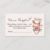 モダン赤面ティーパーティーブライダルワインラッフル エンクロージャーカード (正面)