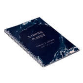 モダン赤面ネイビー大理石航海のウェディングプランナー ノートブック (右側)