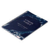 モダン赤面ネイビー大理石航海のウェディングプランナー ノートブック (左側)