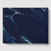 モダン赤面ネイビー結婚マーブルのゲストブック ゲストブック (裏面)