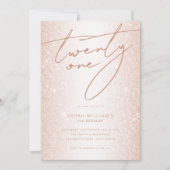 モダン赤面バラエレガント金ゴールド21歳 招待状 (正面)