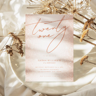 モダン赤面バラエレガント金ゴールド21歳 招待状