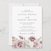 モダン赤面バラズ結婚ビューティフル 招待状 (正面)