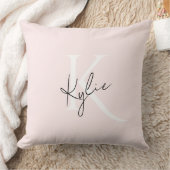 モダン赤面バラパーソナライズされたモノグラム名 – クッション (ブランケット)