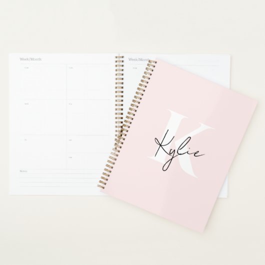 モダン赤面バラパーソナライズされたモノグラム名 –  プランナー手帳 (ディスプレー)