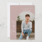 モダン赤面バラミニマル写真卒業会 招待状 (正面)