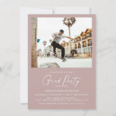 モダン赤面バラミニマル写真卒業会 招待状 (裏面)