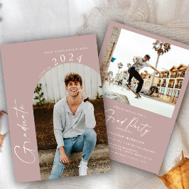 モダン赤面バラミニマル写真卒業会 招待状