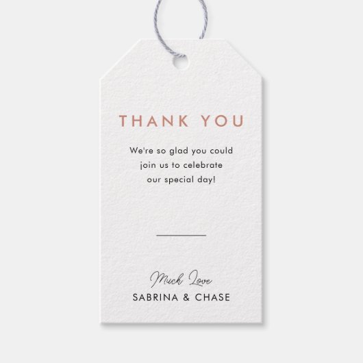 モダン赤面バラ結婚ズサンキューメッセージカード ギフトタグ (正面)