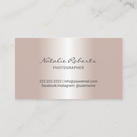 モダン赤面バラ金ゴールドグリッターカメラ撮影 名刺 (裏面)