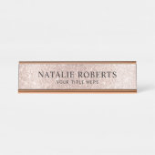 モダン赤面バラ金ゴールドグリッタープロフェッショナル デスクネームプレート (正面)