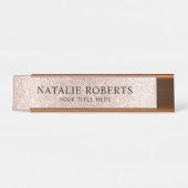 モダン赤面バラ金ゴールドグリッタープロフェッショナル デスクネームプレート (正面)