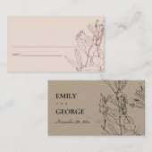 モダン赤面パステルラインスケッチフローラ座席表 名刺 (正面/裏面)