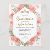 モダン赤面ピガーリーンクフローラ金ゴールドキンセアニラ ポストカード (正面)