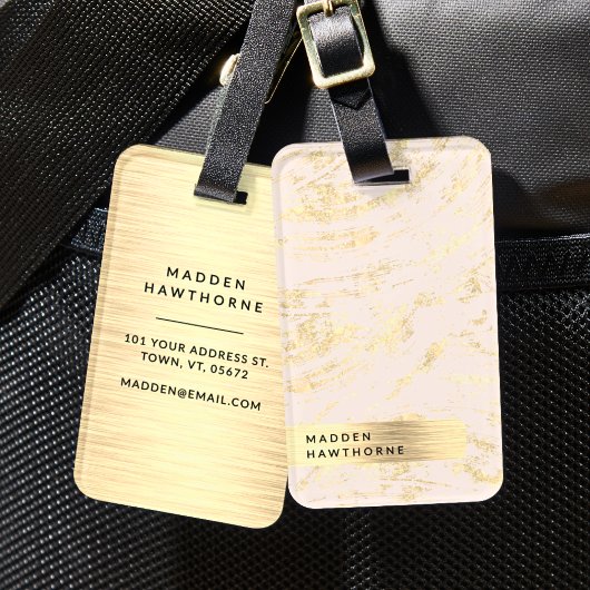 モダン赤面ピフェイクンク金箔ブラシ付きメタル ラゲッジタグ